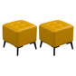 Glam Pouf Ottoman Genuine Leather Upholstered Tufted Square Ottoman with Chair Legs Yellow 2 Piece Set Black Clearhalo 'furn' 'furn_ottomans_poufs' 'Furniture' 'Living Room Furniture' 'Ottomans & Poufs' 'ottomans_poufs' 6227030
