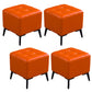 Glam Pouf Ottoman Genuine Leather Upholstered Tufted Square Ottoman with Chair Legs Orange 4 Piece Set Black Clearhalo 'furn' 'furn_ottomans_poufs' 'Furniture' 'Living Room Furniture' 'Ottomans & Poufs' 'ottomans_poufs' 6227035