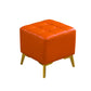 Glam Pouf Ottoman Genuine Leather Upholstered Tufted Square Ottoman with Chair Legs Orange 1 Piece Gold Clearhalo 'furn' 'furn_ottomans_poufs' 'Furniture' 'Living Room Furniture' 'Ottomans & Poufs' 'ottomans_poufs' 6227051
