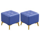 Glam Pouf Ottoman Genuine Leather Upholstered Tufted Square Ottoman with Chair Legs Blue 2 Piece Set Gold Clearhalo 'furn' 'furn_ottomans_poufs' 'Furniture' 'Living Room Furniture' 'Ottomans & Poufs' 'ottomans_poufs' 6227055