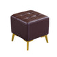 Glam Pouf Ottoman Genuine Leather Upholstered Tufted Square Ottoman with Chair Legs Coffee 1 Piece Gold Clearhalo 'furn' 'furn_ottomans_poufs' 'Furniture' 'Living Room Furniture' 'Ottomans & Poufs' 'ottomans_poufs' 6227057