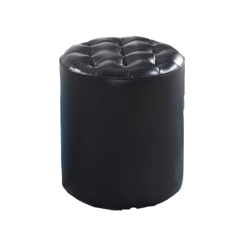 Modern Faux Leather Pouf Water Resistant Pure Color Square for Home Decor Black Round 1 Piece Clearhalo 'furn' 'furn_ottomans_poufs' 'Furniture' 'Living Room Furniture' 'Ottomans & Poufs' 'ottomans_poufs' 6227063