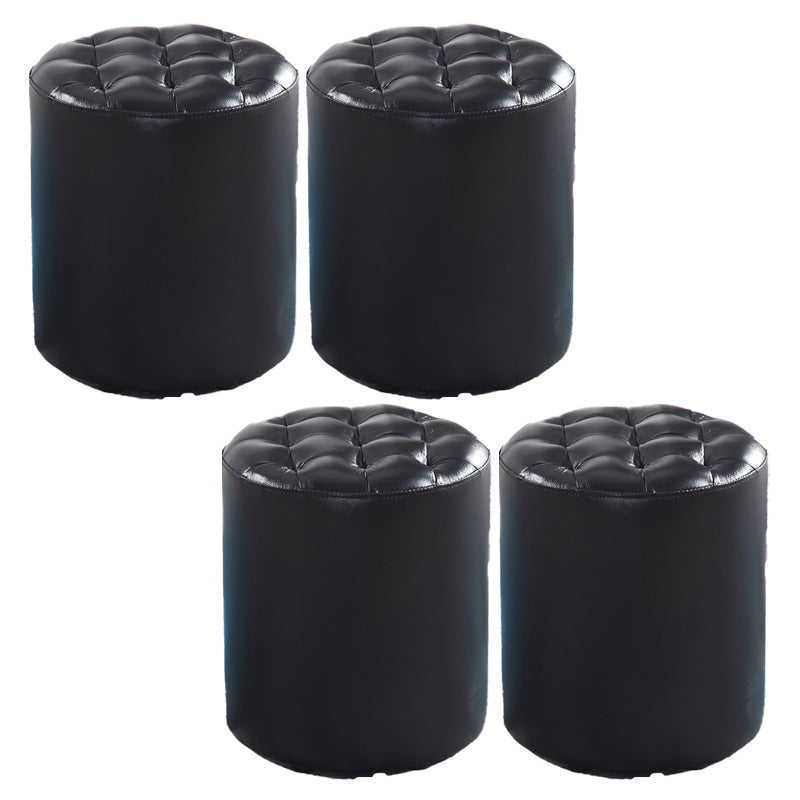 Modern Faux Leather Pouf Water Resistant Pure Color Square for Home Decor Black Round 4 Piece Set Clearhalo 'furn' 'furn_ottomans_poufs' 'Furniture' 'Living Room Furniture' 'Ottomans & Poufs' 'ottomans_poufs' 6227067