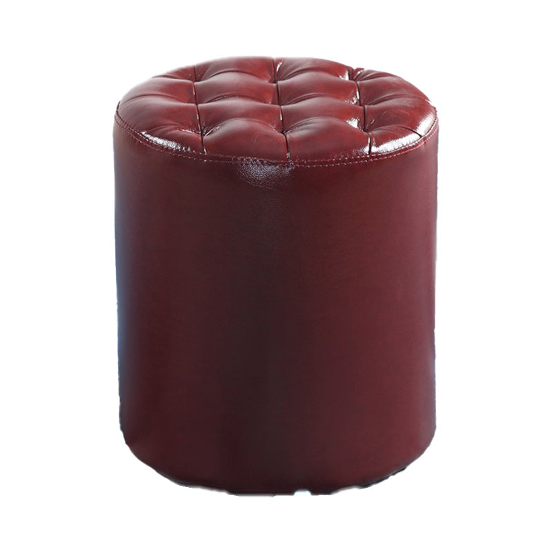 Modern Faux Leather Pouf Water Resistant Pure Color Square for Home Decor Red Round 1 Piece Clearhalo 'furn' 'furn_ottomans_poufs' 'Furniture' 'Living Room Furniture' 'Ottomans & Poufs' 'ottomans_poufs' 6227068