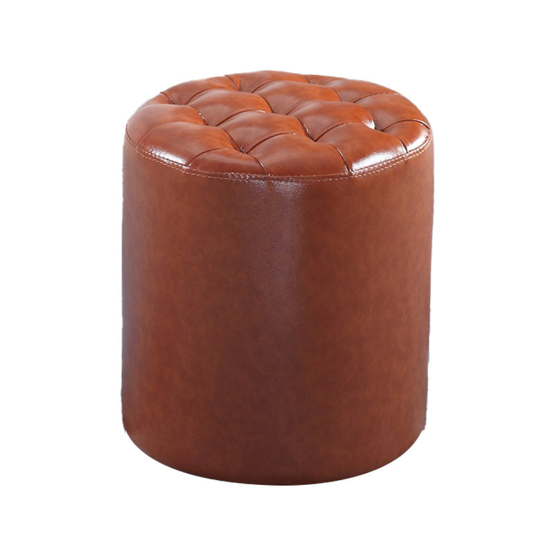 Modern Faux Leather Pouf Water Resistant Pure Color Square for Home Decor Brown Round 1 Piece Clearhalo 'furn' 'furn_ottomans_poufs' 'Furniture' 'Living Room Furniture' 'Ottomans & Poufs' 'ottomans_poufs' 6227075