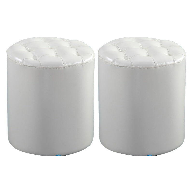Modern Faux Leather Pouf Water Resistant Pure Color Square for Home Decor Gloss White Round 2 Piece Set Clearhalo 'furn' 'furn_ottomans_poufs' 'Furniture' 'Living Room Furniture' 'Ottomans & Poufs' 'ottomans_poufs' 6227081