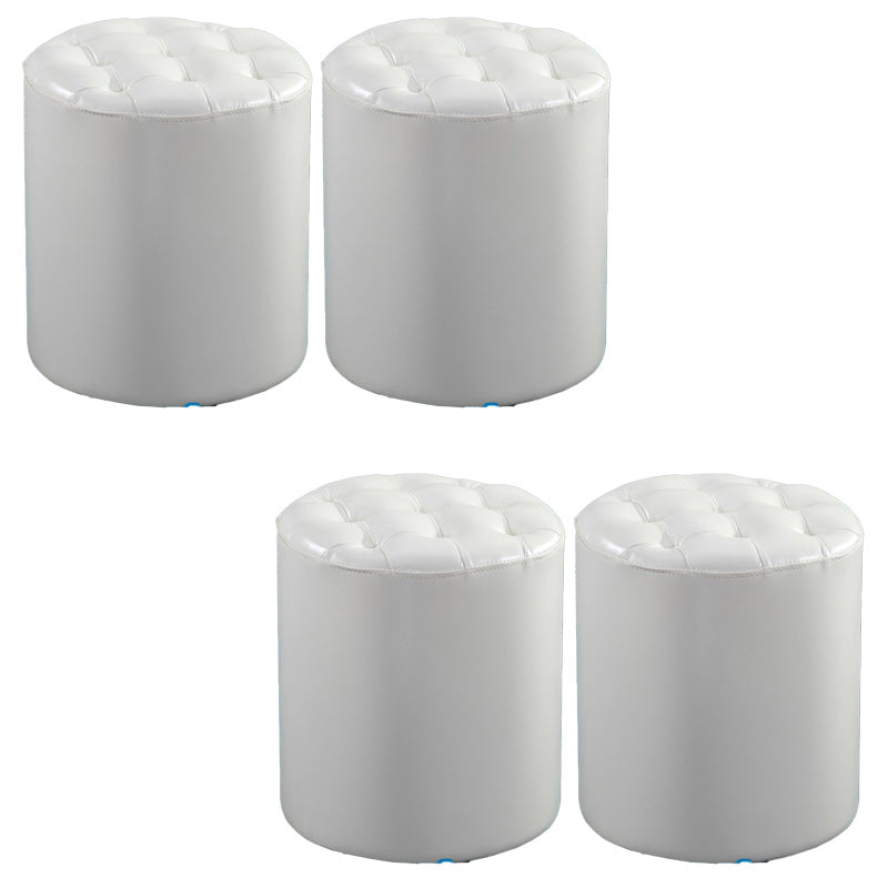 Modern Faux Leather Pouf Water Resistant Pure Color Square for Home Decor Gloss White Round 4 Piece Set Clearhalo 'furn' 'furn_ottomans_poufs' 'Furniture' 'Living Room Furniture' 'Ottomans & Poufs' 'ottomans_poufs' 6227082