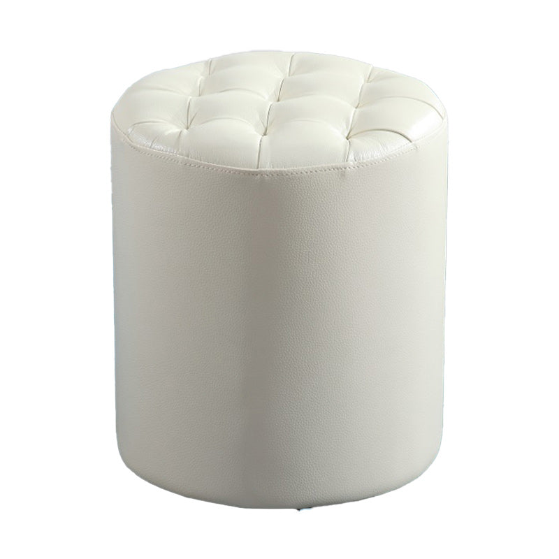 Modern Faux Leather Pouf Water Resistant Pure Color Square for Home Decor Light Yellow Round 1 Piece Clearhalo 'furn' 'furn_ottomans_poufs' 'Furniture' 'Living Room Furniture' 'Ottomans & Poufs' 'ottomans_poufs' 6227083