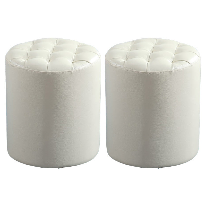 Modern Faux Leather Pouf Water Resistant Pure Color Square for Home Decor Light Yellow Round 2 Piece Set Clearhalo 'furn' 'furn_ottomans_poufs' 'Furniture' 'Living Room Furniture' 'Ottomans & Poufs' 'ottomans_poufs' 6227084