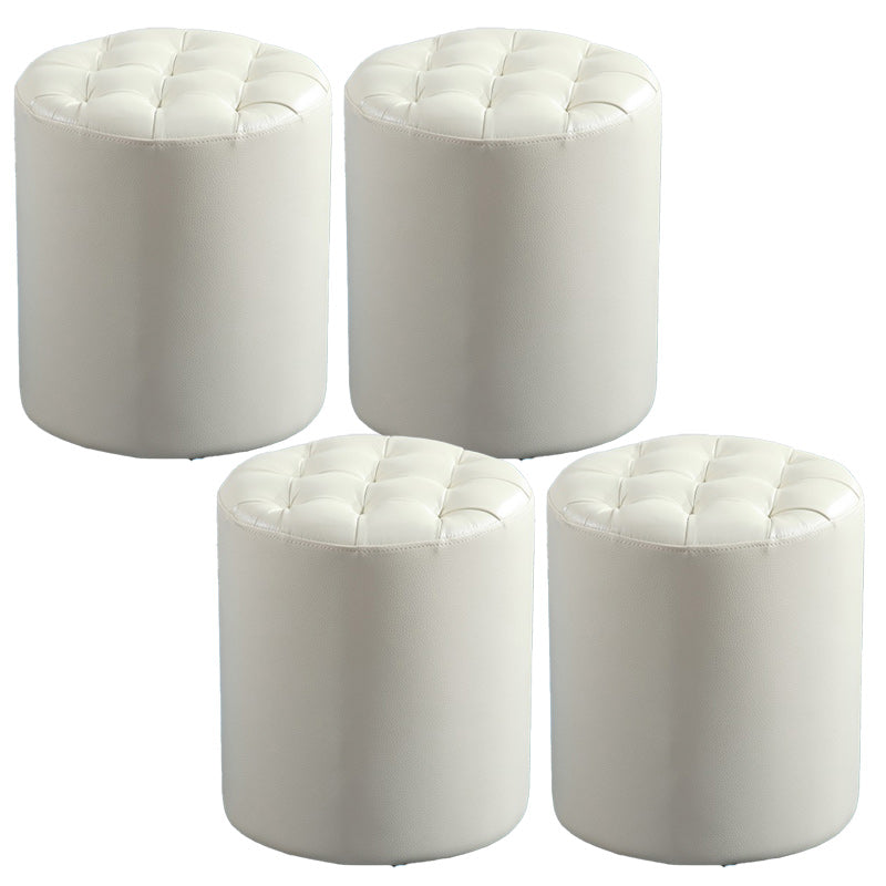 Modern Faux Leather Pouf Water Resistant Pure Color Square for Home Decor Light Yellow Round 4 Piece Set Clearhalo 'furn' 'furn_ottomans_poufs' 'Furniture' 'Living Room Furniture' 'Ottomans & Poufs' 'ottomans_poufs' 6227085