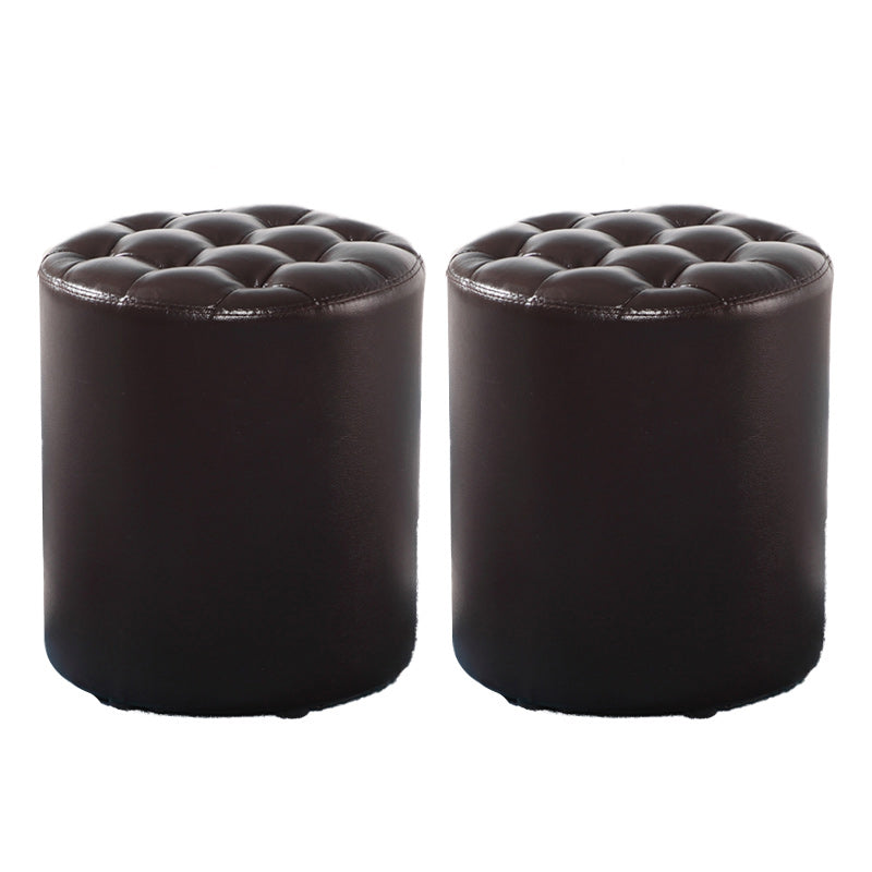 Modern Faux Leather Pouf Water Resistant Pure Color Square for Home Decor Coffee Round 2 Piece Set Clearhalo 'furn' 'furn_ottomans_poufs' 'Furniture' 'Living Room Furniture' 'Ottomans & Poufs' 'ottomans_poufs' 6227087