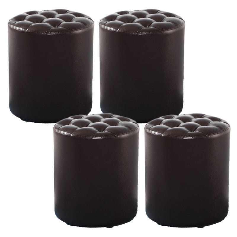 Modern Faux Leather Pouf Water Resistant Pure Color Square for Home Decor Coffee Round 4 Piece Set Clearhalo 'furn' 'furn_ottomans_poufs' 'Furniture' 'Living Room Furniture' 'Ottomans & Poufs' 'ottomans_poufs' 6227088