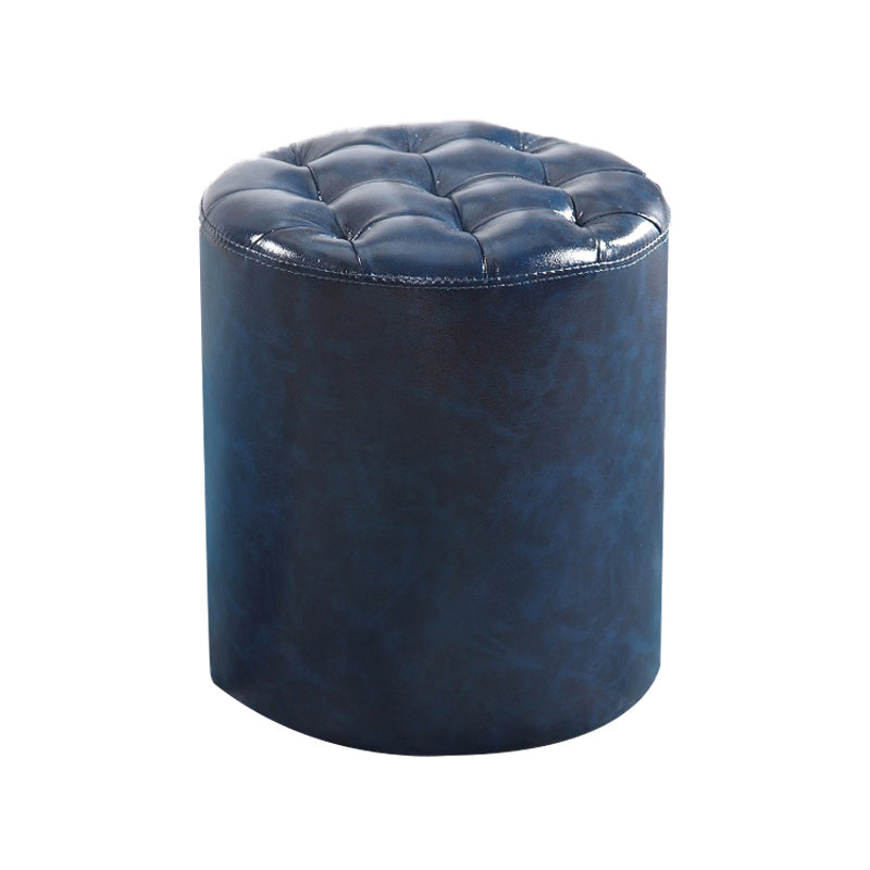Modern Faux Leather Pouf Water Resistant Pure Color Square for Home Decor Dark Blue Round 1 Piece Clearhalo 'furn' 'furn_ottomans_poufs' 'Furniture' 'Living Room Furniture' 'Ottomans & Poufs' 'ottomans_poufs' 6227089
