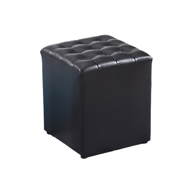 Modern Faux Leather Pouf Water Resistant Pure Color Square for Home Decor Black Square 1 Piece Clearhalo 'furn' 'furn_ottomans_poufs' 'Furniture' 'Living Room Furniture' 'Ottomans & Poufs' 'ottomans_poufs' 6227092