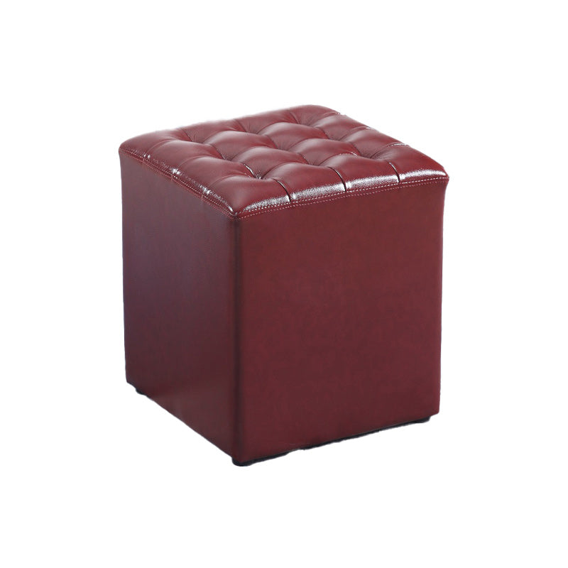 Modern Faux Leather Pouf Water Resistant Pure Color Square for Home Decor Red Square 1 Piece Clearhalo 'furn' 'furn_ottomans_poufs' 'Furniture' 'Living Room Furniture' 'Ottomans & Poufs' 'ottomans_poufs' 6227095
