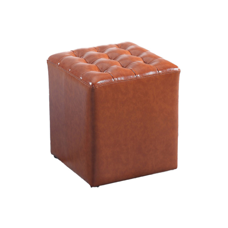Modern Faux Leather Pouf Water Resistant Pure Color Square for Home Decor Brown Square 1 Piece Clearhalo 'furn' 'furn_ottomans_poufs' 'Furniture' 'Living Room Furniture' 'Ottomans & Poufs' 'ottomans_poufs' 6227098