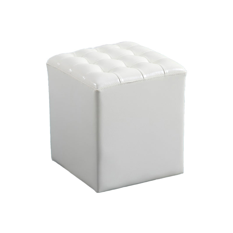 Modern Faux Leather Pouf Water Resistant Pure Color Square for Home Decor Gloss White Square 1 Piece Clearhalo 'furn' 'furn_ottomans_poufs' 'Furniture' 'Living Room Furniture' 'Ottomans & Poufs' 'ottomans_poufs' 6227101
