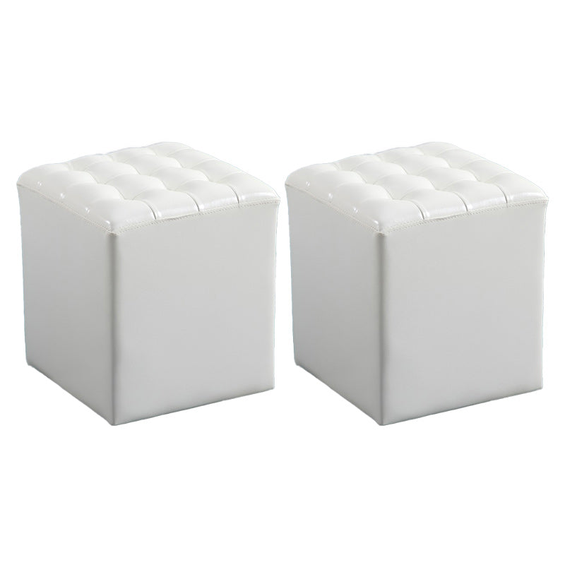 Modern Faux Leather Pouf Water Resistant Pure Color Square for Home Decor Gloss White Square 2 Piece Set Clearhalo 'furn' 'furn_ottomans_poufs' 'Furniture' 'Living Room Furniture' 'Ottomans & Poufs' 'ottomans_poufs' 6227102
