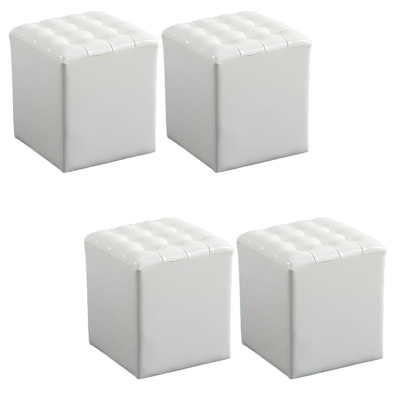 Modern Faux Leather Pouf Water Resistant Pure Color Square for Home Decor Gloss White Square 4 Piece Set Clearhalo 'furn' 'furn_ottomans_poufs' 'Furniture' 'Living Room Furniture' 'Ottomans & Poufs' 'ottomans_poufs' 6227103