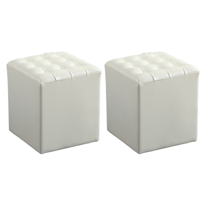 Modern Faux Leather Pouf Water Resistant Pure Color Square for Home Decor Light Yellow Square 2 Piece Set Clearhalo 'furn' 'furn_ottomans_poufs' 'Furniture' 'Living Room Furniture' 'Ottomans & Poufs' 'ottomans_poufs' 6227105