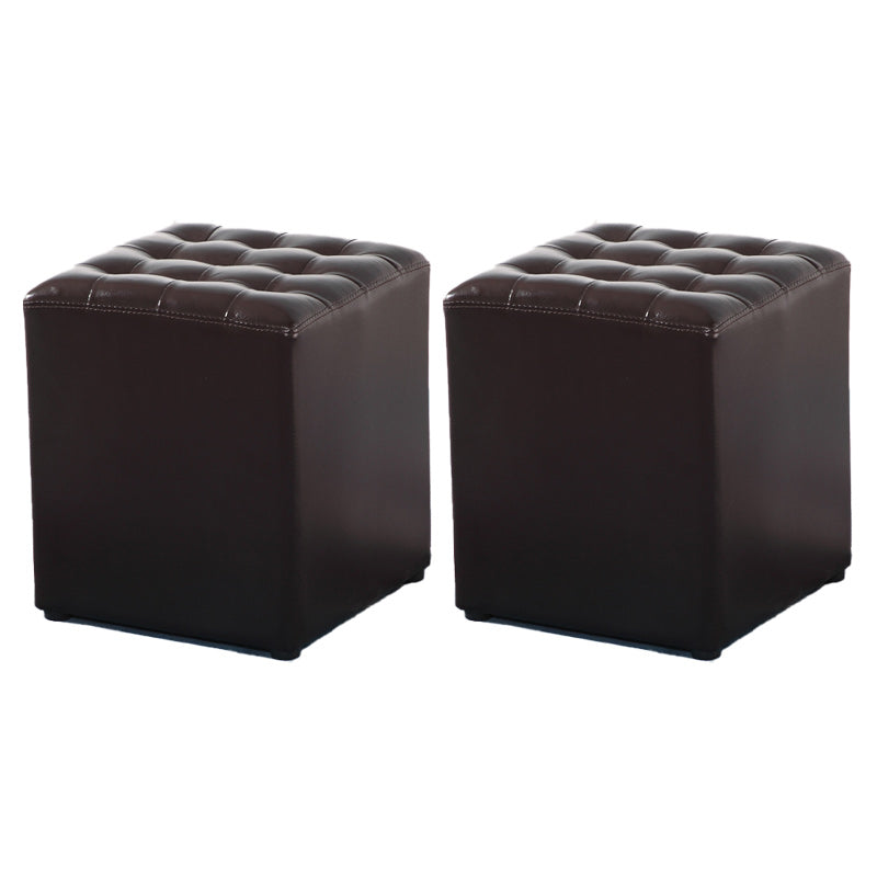 Modern Faux Leather Pouf Water Resistant Pure Color Square for Home Decor Coffee Square 2 Piece Set Clearhalo 'furn' 'furn_ottomans_poufs' 'Furniture' 'Living Room Furniture' 'Ottomans & Poufs' 'ottomans_poufs' 6227108