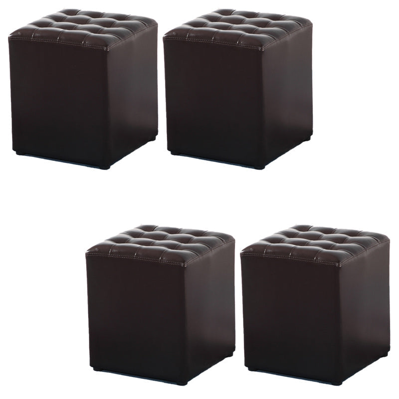 Modern Faux Leather Pouf Water Resistant Pure Color Square for Home Decor Coffee Square 4 Piece Set Clearhalo 'furn' 'furn_ottomans_poufs' 'Furniture' 'Living Room Furniture' 'Ottomans & Poufs' 'ottomans_poufs' 6227109