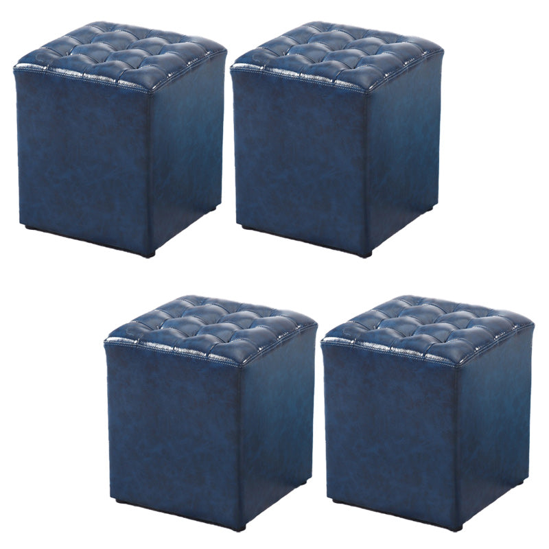 Modern Faux Leather Pouf Water Resistant Pure Color Square for Home Decor Dark Blue Square 4 Piece Set Clearhalo 'furn' 'furn_ottomans_poufs' 'Furniture' 'Living Room Furniture' 'Ottomans & Poufs' 'ottomans_poufs' 6227112