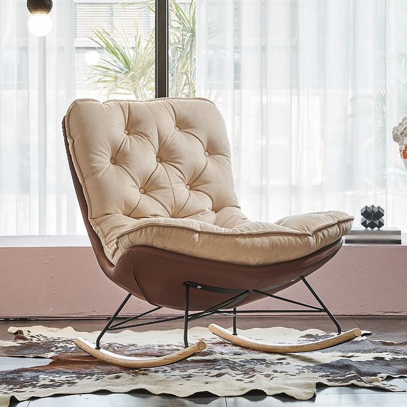 Chaise à bascule moderne chaise d'accent à bascule en bois avec touflé