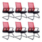 Contemporary Arm Chair Fixed Arms Mid-back Breathable Air Grid Office Chair Red Without Casters 6 Piece Set Clearhalo 'furn' 'furn_office_chair' 'Furniture' 'Office Chairs' 'Office Furniture' 'office_chair' 6227664