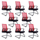 Contemporary Arm Chair Fixed Arms Mid-back Breathable Air Grid Office Chair Red Without Casters 8 Piece Set Clearhalo 'furn' 'furn_office_chair' 'Furniture' 'Office Chairs' 'Office Furniture' 'office_chair' 6227666