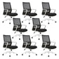 Contemporary Arm Chair Fixed Arms Mid-back Breathable Air Grid Office Chair Black Casters 8 Piece Set Clearhalo 'furn' 'furn_office_chair' 'Furniture' 'Office Chairs' 'Office Furniture' 'office_chair' 6227680