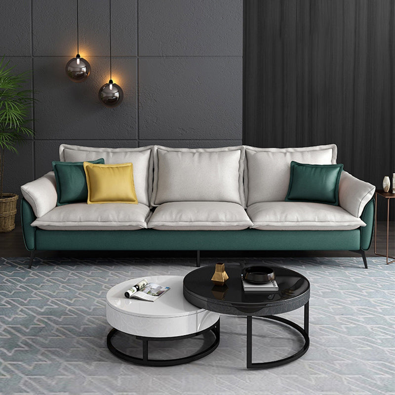 Modern 34.25" H Faux Leather Pillow Top Arm Sofa for Living Room