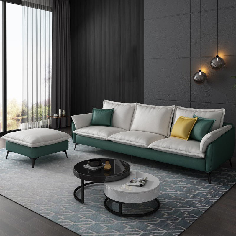 Modern 34.25" H Faux Leather Pillow Top Arm Sofa for Living Room