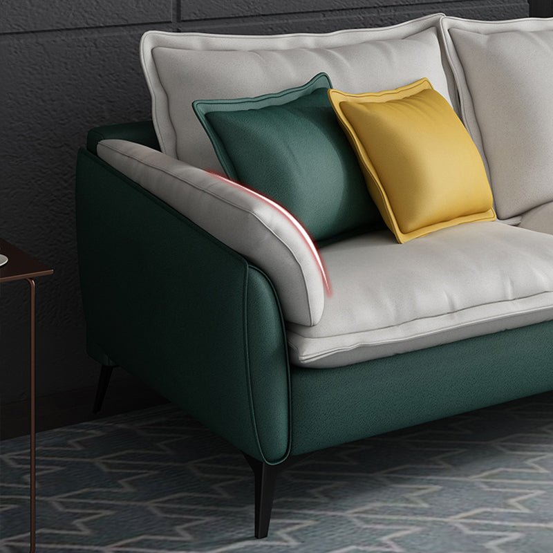 Modern 34.25" H Faux Leather Pillow Top Arm Sofa for Living Room