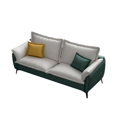 Modern 34.25" H Faux Leather Pillow Top Arm Sofa for Living Room