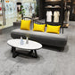 Contemporary Grey Sofa with Yellow Pillow and Black Legs for Apartment