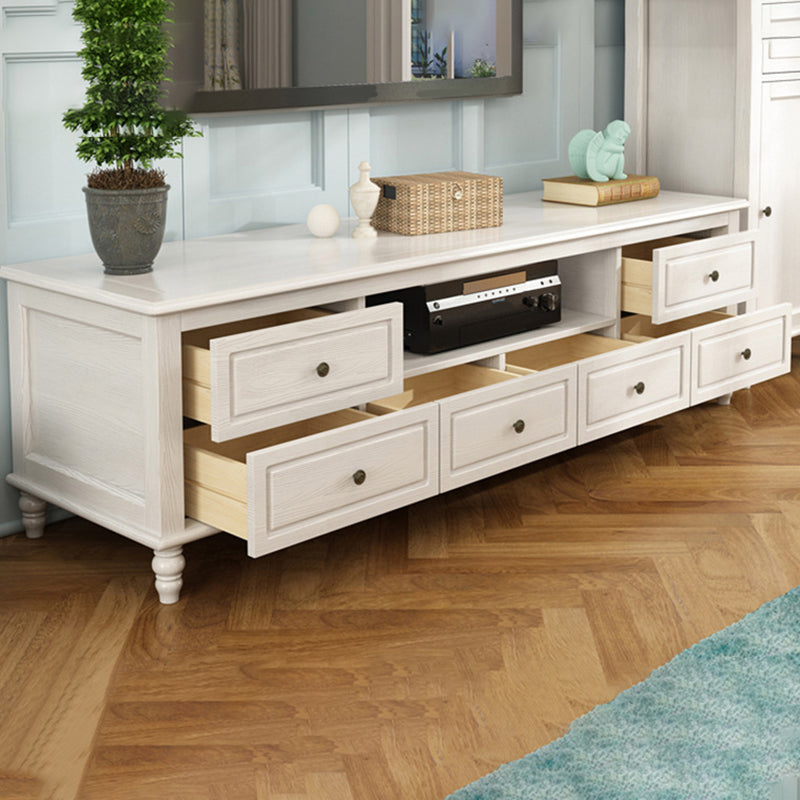 Traditional Wood TV Console Open Storage TV Media Stand with Drawers for Living Room White Clearhalo 'furn' 'furn_tv_stands_entertainment_centers' 'Furniture' 'Living Room Furniture' 'TV Stands & Entertainment Centers' 'TV Stands & Media Storage Furniture' 'tv_stands_entertainment_centers' 6228015