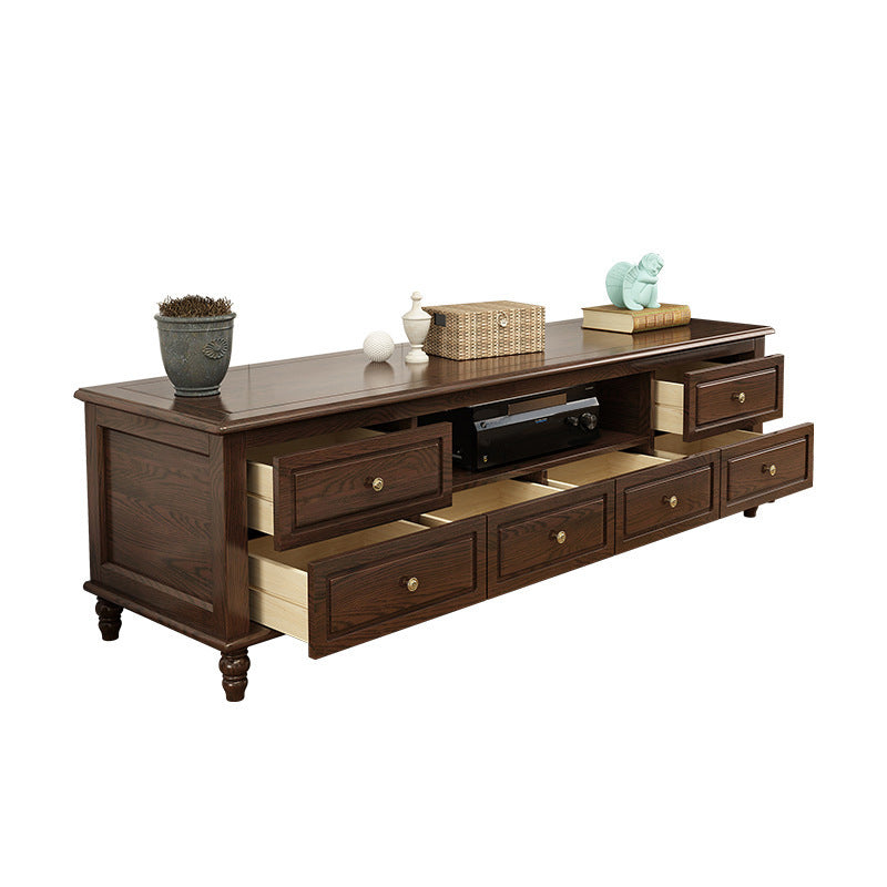 Traditional Wood TV Console Open Storage TV Media Stand with Drawers for Living Room Nut-Brown Clearhalo 'furn' 'furn_tv_stands_entertainment_centers' 'Furniture' 'Living Room Furniture' 'TV Stands & Entertainment Centers' 'TV Stands & Media Storage Furniture' 'tv_stands_entertainment_centers' 6228019