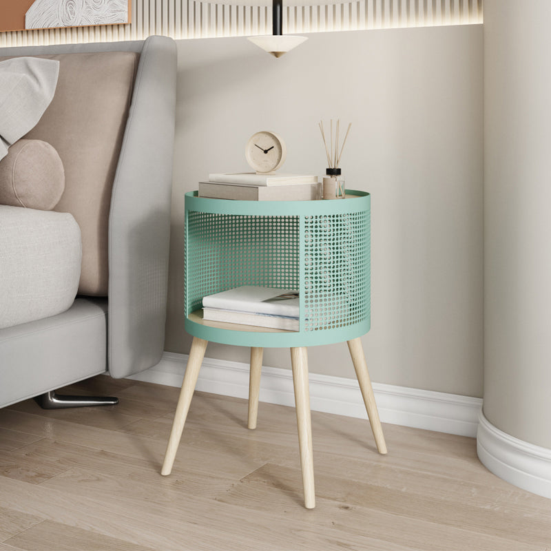 16 "W x 20" H Armadi a letto in legno massiccio comodino moderno con 2 ripiani per soggiorno