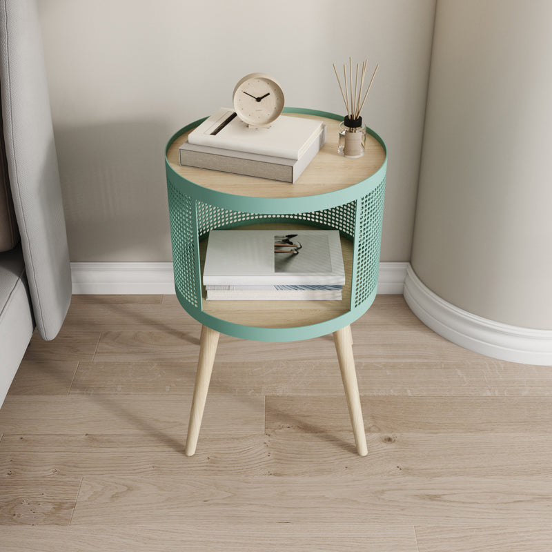 16 "W x 20" H Armadi a letto in legno massiccio comodino moderno con 2 ripiani per soggiorno