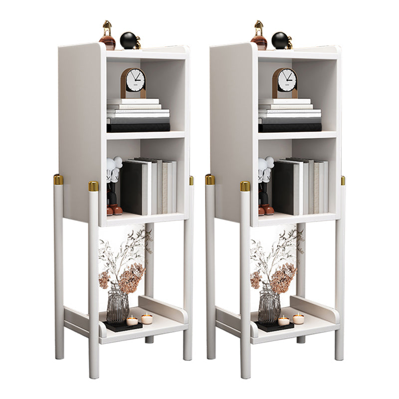 4 ripiani tavolino notturno in legno massiccio moderno con gambe, 43,1 "di altezza