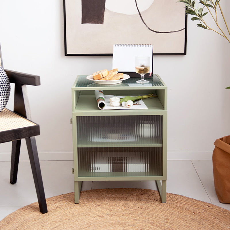 Top vetro in vetro in metallo in metallo contemporaneo 3 mensole tavolino con 1 porta, 23 "di altezza