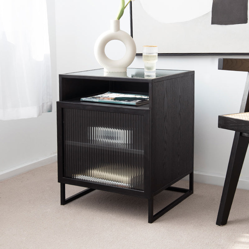 Top vetro in vetro in metallo in metallo contemporaneo 3 mensole tavolino con 1 porta, 23 "di altezza