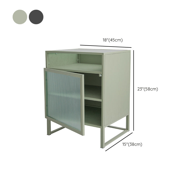 Top vetro in vetro in metallo in metallo contemporaneo 3 mensole tavolino con 1 porta, 23 "di altezza