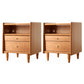 2 Drawers Medium Wood Night Table Contemporary Nightstand with 1 Shelf ,21.7" Tall