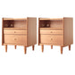 2 Drawers Medium Wood Night Table Contemporary Nightstand with 1 Shelf ,21.7" Tall