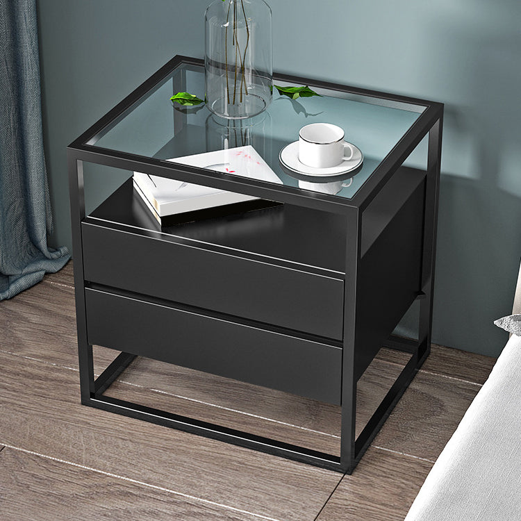 Solid Wood Bed Nightstand Contemporary Bedside Cabinet with Drawers Black 1 Piece Clearhalo 'Bedroom Furniture' 'furn' 'furn_night_stand' 'Furniture' 'night_stand' 'Nightstands' 6228244