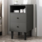 2 Drawers Modern Nightstand Open Storage Night Table with 1 Shelf ,22.8" Tall