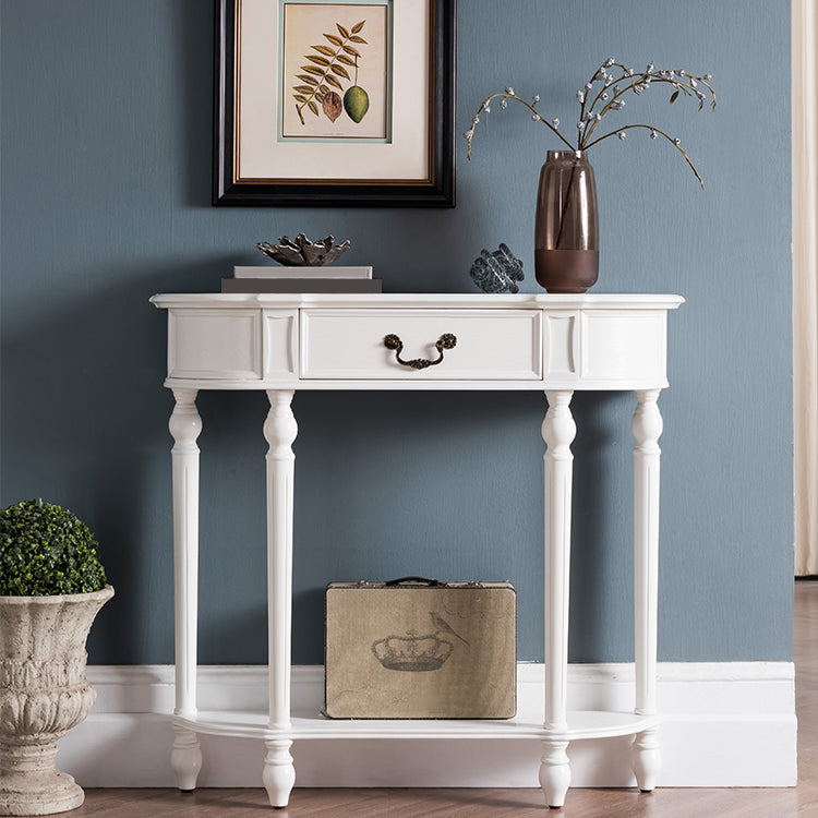 35.43" Tall 1-drawer Console Table Solid Wood Accent Table with Shelf White Clearhalo 'Console Tables' 'console_tables' 'Entry & Mudroom Furniture' 'furn' 'furn_console_tables' 'Furniture' 6228981