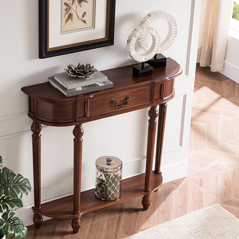 35.43" Tall 1-drawer Console Table Solid Wood Accent Table with Shelf 35"L x 10"W x 35"H Walnut Clearhalo 'Console Tables' 'console_tables' 'Entry & Mudroom Furniture' 'furn' 'furn_console_tables' 'Furniture' 6228982